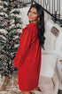 Textured Ruffled Trim V Neck Loose Fit Mini Dress