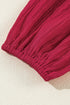 Textured Ruffled Trim V Neck Loose Fit Mini Dress