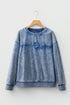 Textured Saved By Grace Graphic Embroidered Pullover Sweatshirt