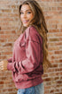 Textured Saved By Grace Graphic Embroidered Pullover Sweatshirt