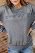 Textured Saved By Grace Graphic Embroidered Pullover Sweatshirt