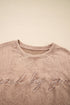 Textured Saved By Grace Graphic Embroidered Pullover Sweatshirt