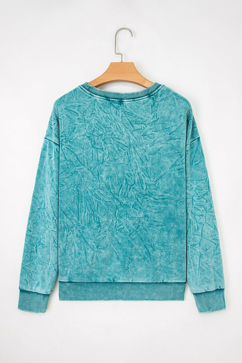 Textured Saved By Grace Graphic Embroidered Pullover Sweatshirt