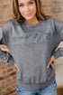 Textured Saved By Grace Graphic Embroidered Pullover Sweatshirt