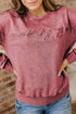 Textured Saved By Grace Graphic Embroidered Pullover Sweatshirt