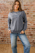 Textured Saved By Grace Graphic Embroidered Pullover Sweatshirt