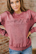 Textured Saved By Grace Graphic Embroidered Pullover Sweatshirt