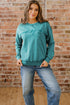 Textured Saved By Grace Graphic Embroidered Pullover Sweatshirt