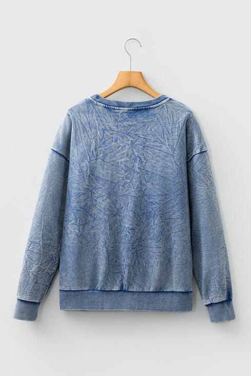 Textured Saved By Grace Graphic Embroidered Pullover Sweatshirt