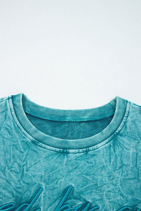 Textured Saved By Grace Graphic Embroidered Pullover Sweatshirt