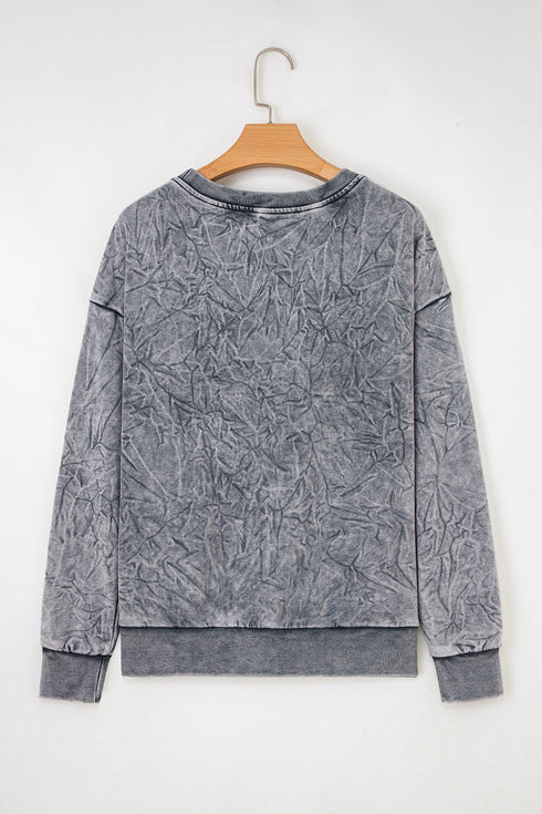 Textured Saved By Grace Graphic Embroidered Pullover Sweatshirt