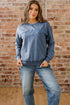 Textured Saved By Grace Graphic Embroidered Pullover Sweatshirt