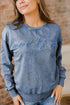 Textured Saved By Grace Graphic Embroidered Pullover Sweatshirt