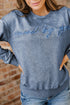 Textured Saved By Grace Graphic Embroidered Pullover Sweatshirt