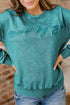 Textured Saved By Grace Graphic Embroidered Pullover Sweatshirt
