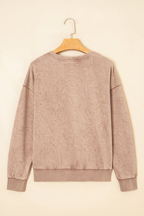 Textured Saved By Grace Graphic Embroidered Pullover Sweatshirt