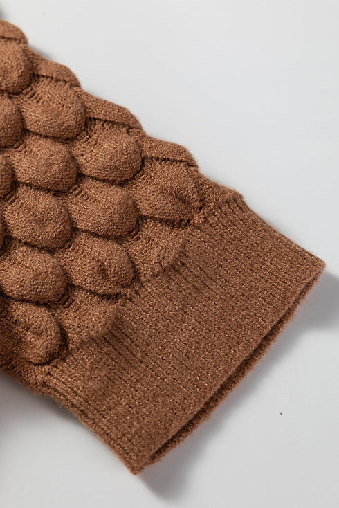 Textured Scale Knit Mock Neck Short Sleeve Sweater