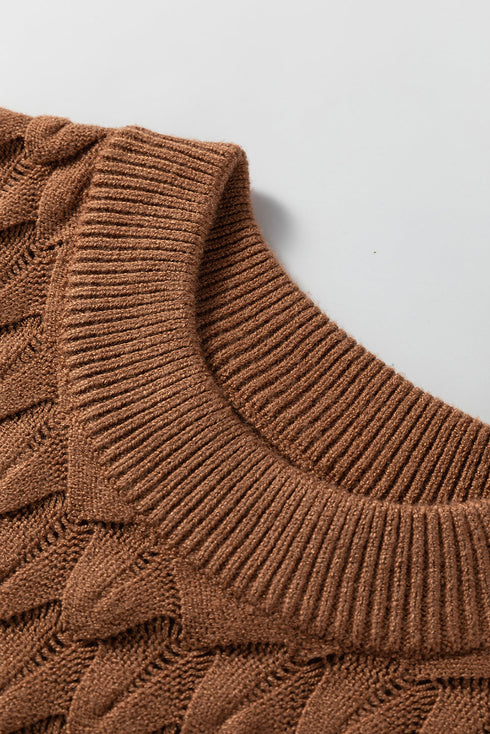 Textured Scale Knit Mock Neck Short Sleeve Sweater