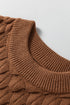Textured Scale Knit Mock Neck Short Sleeve Sweater