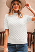 Textured Scale Knit Mock Neck Short Sleeve Sweater