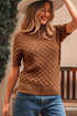 Textured Scale Knit Mock Neck Short Sleeve Sweater