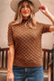 Textured Scale Knit Mock Neck Short Sleeve Sweater