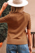 Textured Scale Knit Mock Neck Short Sleeve Sweater