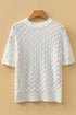 Textured Scale Knit Mock Neck Short Sleeve Sweater
