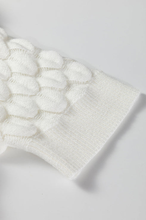 Textured Scale Knit Mock Neck Short Sleeve Sweater