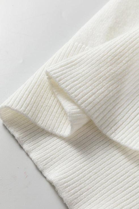 Textured Scale Knit Mock Neck Short Sleeve Sweater