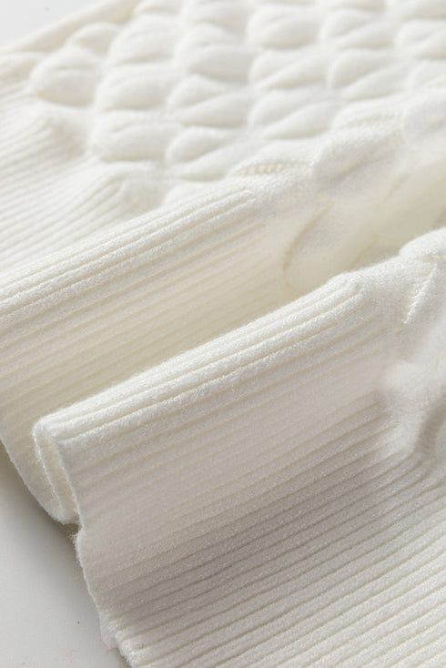 Textured Scale Knit Mock Neck Short Sleeve Sweater