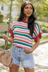 Textured Scalloped Chevron Stripe Knit Sweater Top