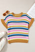 Textured Scalloped Chevron Stripe Knit Sweater Top