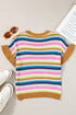Textured Scalloped Chevron Stripe Knit Sweater Top