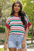 Textured Scalloped Chevron Stripe Knit Sweater Top