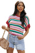 Textured Scalloped Chevron Stripe Knit Sweater Top