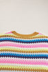 Textured Scalloped Chevron Stripe Knit Sweater Top