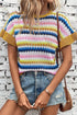 Textured Scalloped Chevron Stripe Knit Sweater Top