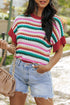 Textured Scalloped Chevron Stripe Knit Sweater Top