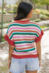 Textured Scalloped Chevron Stripe Knit Sweater Top