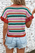 Textured Scalloped Chevron Stripe Knit Sweater Top