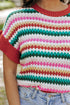 Textured Scalloped Chevron Stripe Knit Sweater Top
