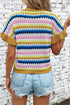 Textured Scalloped Chevron Stripe Knit Sweater Top