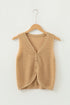 Textured Scalloped V Neck Button Front Knit Vest