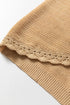 Textured Scalloped V Neck Button Front Knit Vest