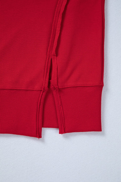 Textured Script Applique Relaxed Fit Crew Neck Sweatshirt