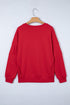 Textured Script Applique Relaxed Fit Crew Neck Sweatshirt