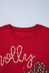Textured Script Applique Relaxed Fit Crew Neck Sweatshirt