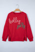 Textured Script Applique Relaxed Fit Crew Neck Sweatshirt