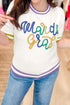 Textured Script Embroidered Short Sleeve Sweater Top